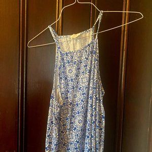 dee elly blue and white floral tank top size large